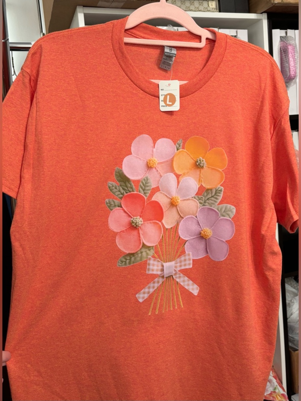 NEW Orange Floral Bouquet Graphic Tee Size Large